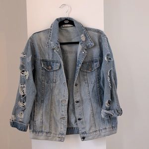 Distressed denim jacket